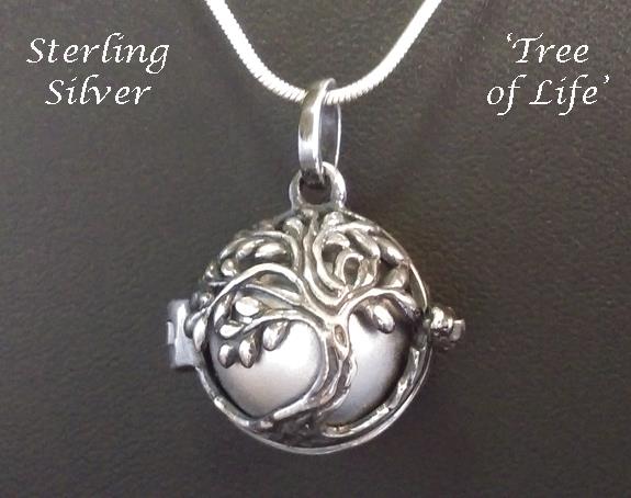 Harmony Ball Tree of Life Necklace, Antiqued Sterling Silver - Click Image to Close
